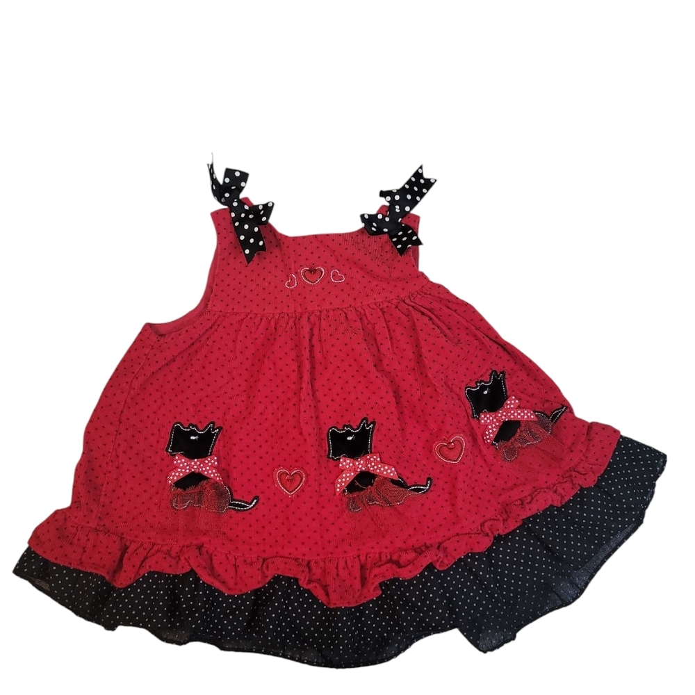 Rare Editions‎ Corduroy Baby Girl Jumper Scotty Dog With Hearts Size 6-9 Months